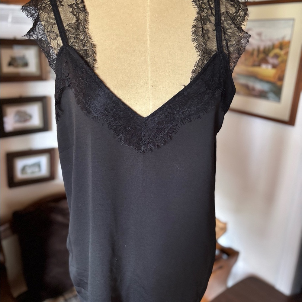 Elegant Black Lace Trim Camisole